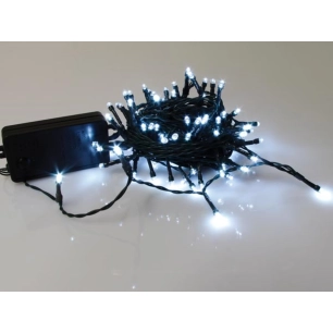 smart light led - 10 m - 100 lampes blanches - fil vert - modulateur - piles non fournies