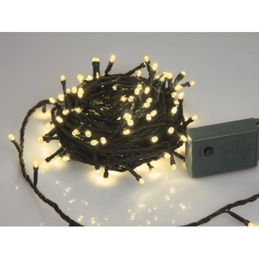 sparkle light led - 12 m - 160 lampes blanc chaud - fil vert - modulateur