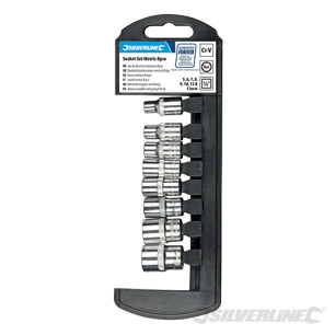 Silverline - Douilles métriques 1/4'' 6 pointes, 8 pcs - 5 - 13 mm