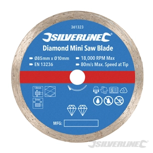 Silverline - Disque diamant pour mini-scie - ø 85 mm - Alésage 10 mm