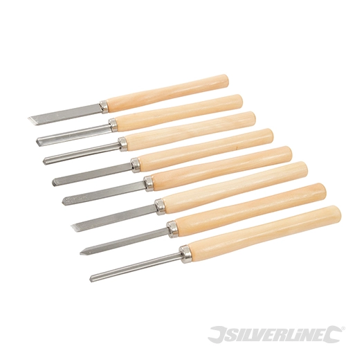 Silverline - Ciseaux pour tour à bois, 8 pcs - 8 pcs