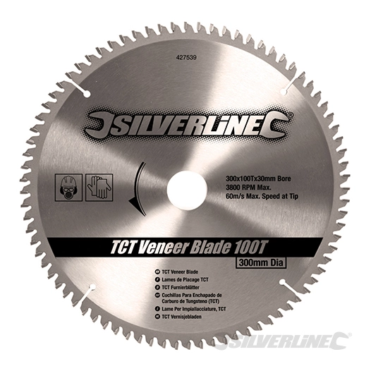 Silverline - Lame TCT pour placages, 100 dents - 300 x 30 - bagues de 16, 20 et 25 mm