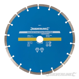 Silverline - Disque diamant à tronçonner le béton et la pierre - 230 x 22,23 mm à bordure segmentée
