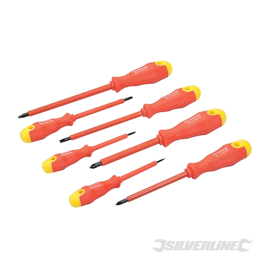Silverline - Tournevis isolés à manche caoutchouté, 7 pcs - 7 pcs