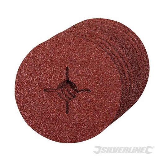 Silverline - Disques en fibre 115 x 22,23 mm, 10 pcs - Grain 24, 115 mm