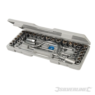 Silverline - Coffret clés et douilles métriques et impériales 1/2'', 42 pcs - 42 pcs