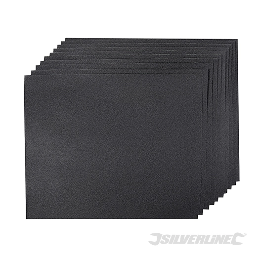 Silverline - Feuilles abrasives pour ponçage à sec ou humide, 10 pcs - Grain 120