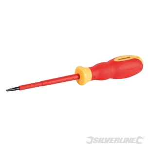 Silverline - Tournevis d'électricien VDE à poignée caoutchoutée - 0,8 x 4 x 100 mm