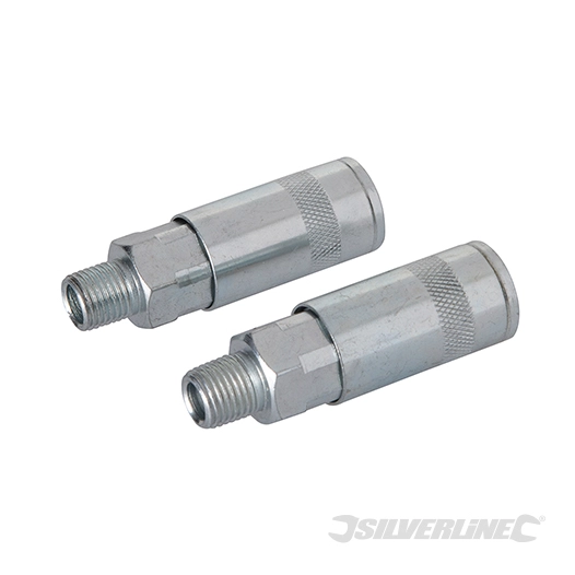 Silverline - Coupleurs rapides pour tuyau air comprimé, 2 pcs - 1/4'' BSP