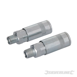 Silverline - Coupleurs rapides pour tuyau air comprimé, 2 pcs - 1/4'' BSP