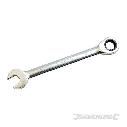 Silverline - Clé mixte à cliquet et tête droite - 18 mm