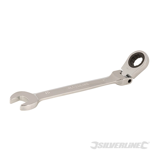 Silverline - Clé mixte à cliquet et à tête inclinable - 15 mm