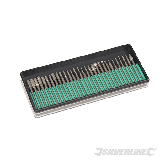 Silverline - Fraises diamantées pour outil rotatif, 30 pcs - Tige de 3,17 mm