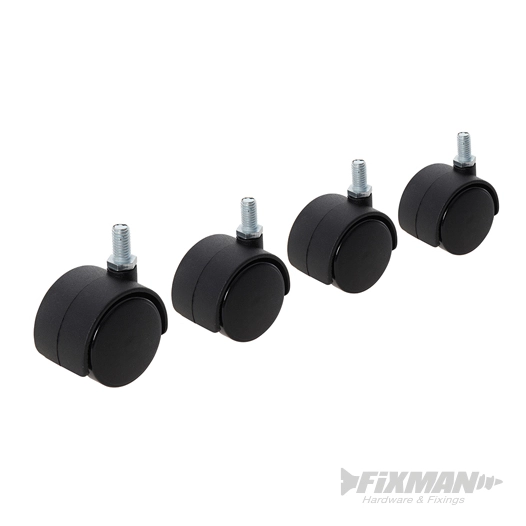 Fixman - Roulettes à boulon doubles, 4 pcs - Boulon de 40 mm