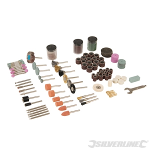 Silverline - Kit d'accessoires pour outil rotatif, 216 pcs - Tige de 3,17 mm