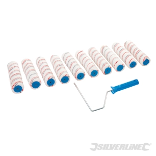Silverline - Kit peinture : monture pour rouleau avec 10 manchons - 254 mm