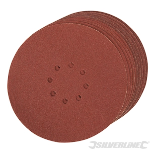 Silverline - Lot de 10 disques auto-agrippants perforés 225 mm - Grain 80