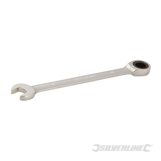 Silverline - Clé mixte à cliquet et tête droite - 11 mm
