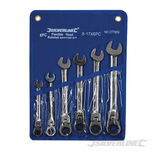 Silverline - Clés mixtes à cliquet et à tête inclinable, 6 pcs - 8 - 17 mm