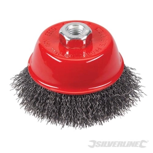 Silverline - Brosse boisseau à fils d'acier ondulés - 100 mm