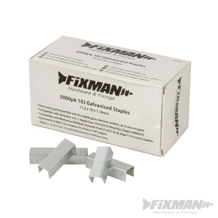 Fixman - Agrafes galvanisées 10J, 5 000 pcs - 11,2 x 10 x 1,17 mm