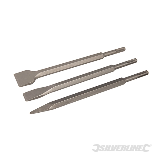 Silverline - Burins 6 pans SDS-Plus, 3 pcs - 250 mm – 20, 40 mm et pointu