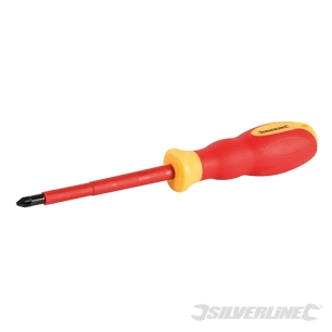 Silverline - Tournevis d'électricien VDE à poignée caoutchoutée, 3 pcs - PZ2 x 100 mm