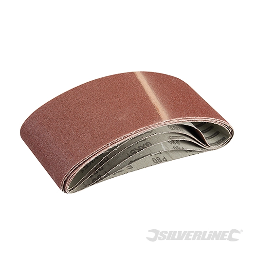 Silverline - Bandes abrasives 100 x 610 mm, 5 pcs - Grain 80