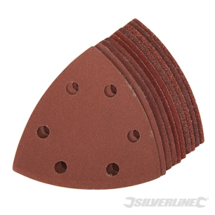 Silverline - Feuilles abrasives triangulaires auto-agrippantes 90 mm, 10 pcs - Grains assortis : 4 x 60, 2 x 80, 2 x 120, 2 x 24
