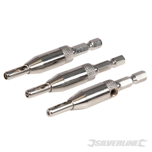 Silverline - Forets à centrer pour charnières, 3 pcs - 2, 2,8 et 3,6 mm