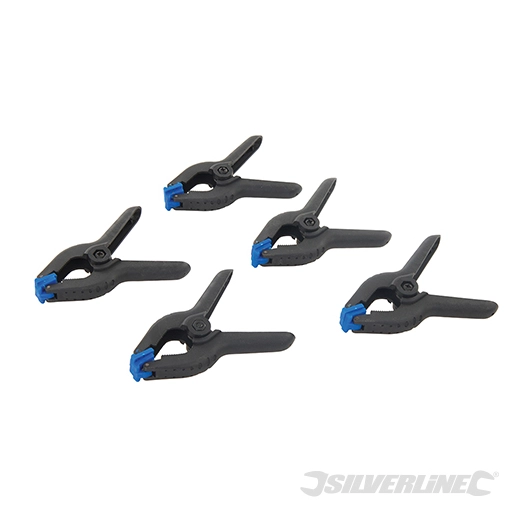 Silverline - Pinces à ressort, 5 pcs - Longueur 65 mm / Mâchoire 40 mm