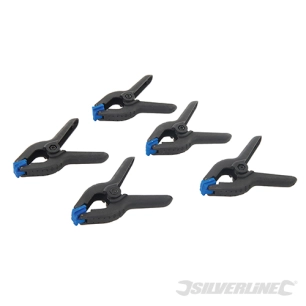 Silverline - Pinces à ressort, 5 pcs - Longueur 65 mm / Mâchoire 40 mm