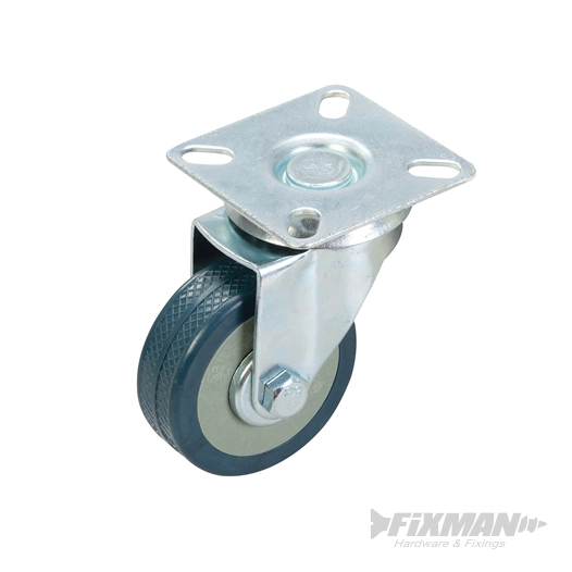 Fixman - Roulette pivotante en caoutchouc - 50 mm - 50 kg