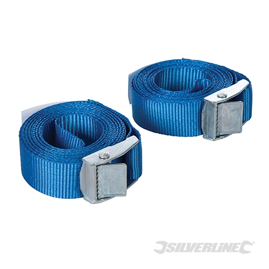 Silverline - Sangles d'arrimage avec boucle à came, 2 pcs - 2,5 m x 25 mm