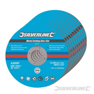 Silverline - Disques plats à tronçonner le métal, 10 pcs - 115 x 3 x 22,23 mm