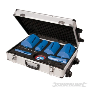 Silverline - Scies trépans diamantées, coffret 12 pcs - ø 38, 52, 65, 107, 117 & 127 mm