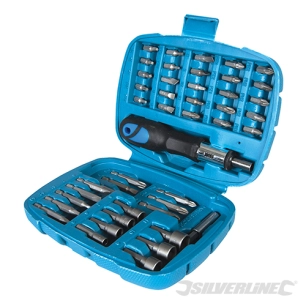 Silverline - Tournevis à cliquet avec douilles et embouts, coffret 45 pcs - 45 pcs