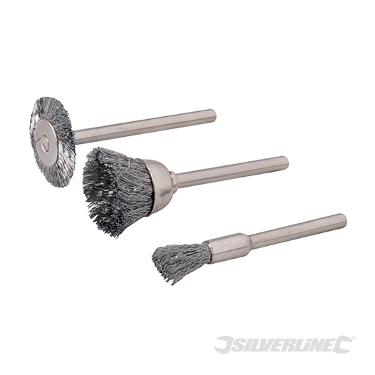 Silverline - Brosses métalliques pour outil rotatif, 3 pcs - ø 5, 15, 20 mm