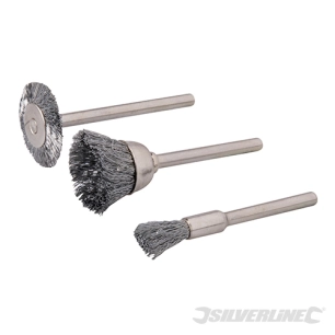 Silverline - Brosses métalliques pour outil rotatif, 3 pcs - ø 5, 15, 20 mm