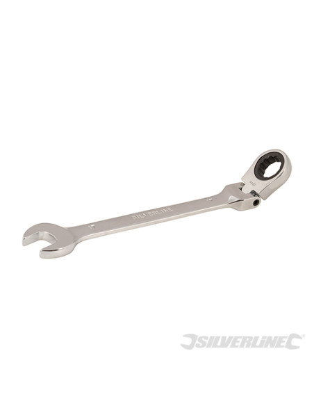 Clé mixte cliquet 17mm Tête inclinable pour accès difficile - SILVERLINE