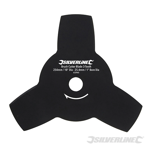 Silverline - Lame 3 dents pour débroussailleuse - Diamètre de 254 mm, alésage de 25,4 mm