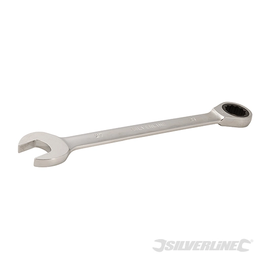Silverline - Clé mixte à cliquet et tête droite - 27 mm