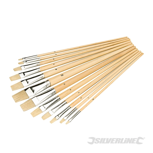 Silverline - Pinceaux d'artiste, 12 pcs - Pointes plates