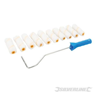 Silverline - Kit peinture : mini-monture pour rouleau avec 10 manchons - 100 mm