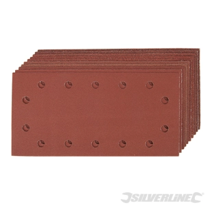 Silverline - Feuilles abrasives auto-agrippantes perforées 1/2, 10 pcs - Grains : 2 x 60, 3 x 80, 3 x 120, 2 x 240