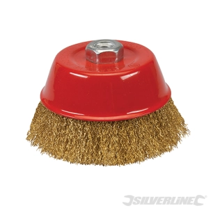Silverline - Brosse boisseau à fils d'acier laitonnés ondulés - 125 mm