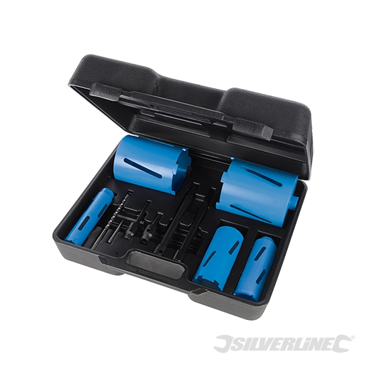 Silverline - Scies trépans diamantées coffret 11 pcs - ø 38 52 65 117 & 127 mm