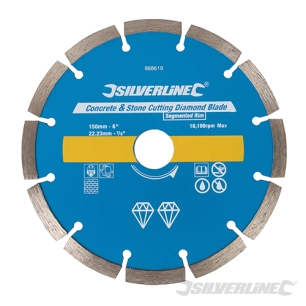 Silverline - Disque diamant à tronçonner le béton et la pierre - 150 x 22 23 mm à bordure segmentée
