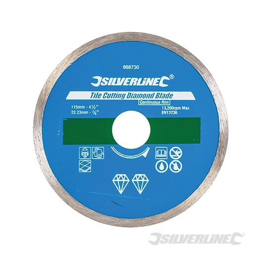 Silverline - Disque diamant pour carreaux - 115 x 22 23 mm bordure continue