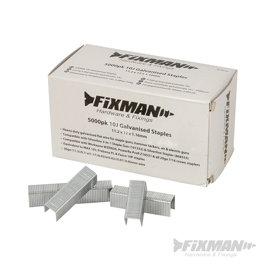 Fixman - Agrafes galvanisées 10J 5 000 pcs - 11 2 x 12 x 1 17 mm